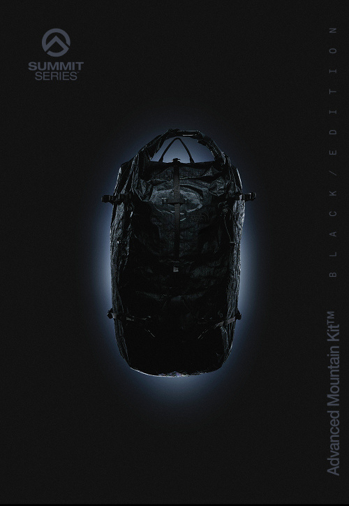 Summit Series AMK 25L Pack with blurred spotlight in the top center.