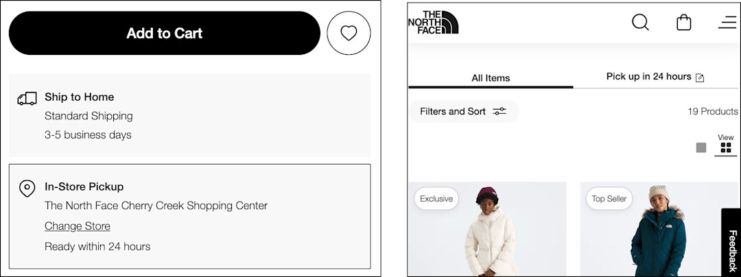 Example of how Buy Online, Pick Up in Store functions.