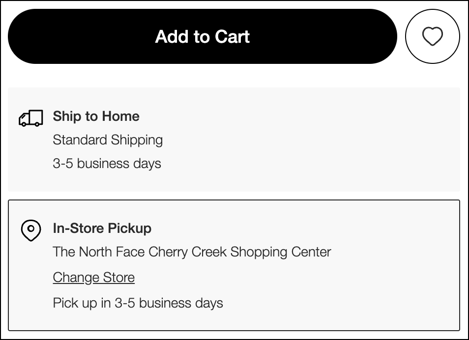 Example of how Buy Online, Pick Up in Store functions.