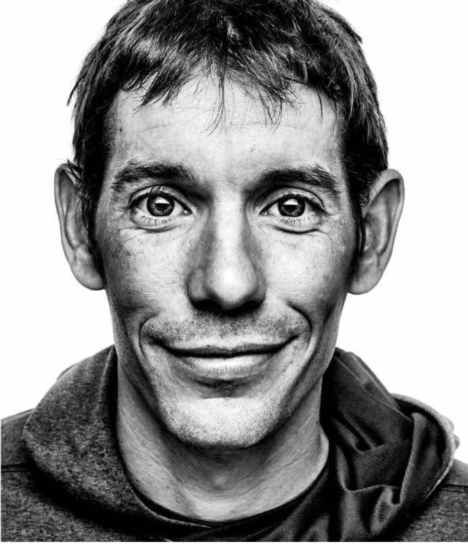 Black and white photograph of The North Face Athlete Alex Honnold