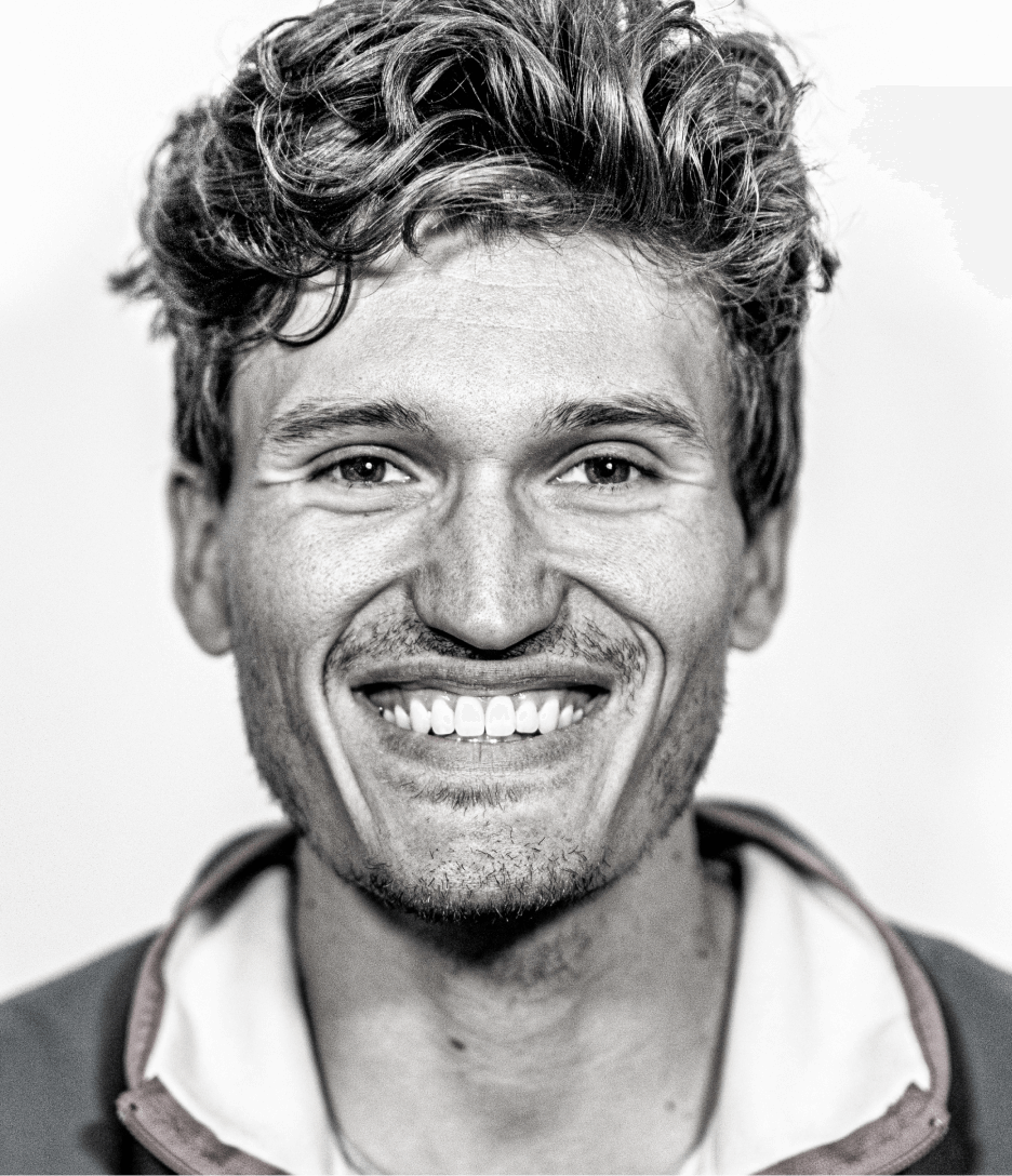 Black and white photograph of The North Face Athlete Nathaniel Coleman
