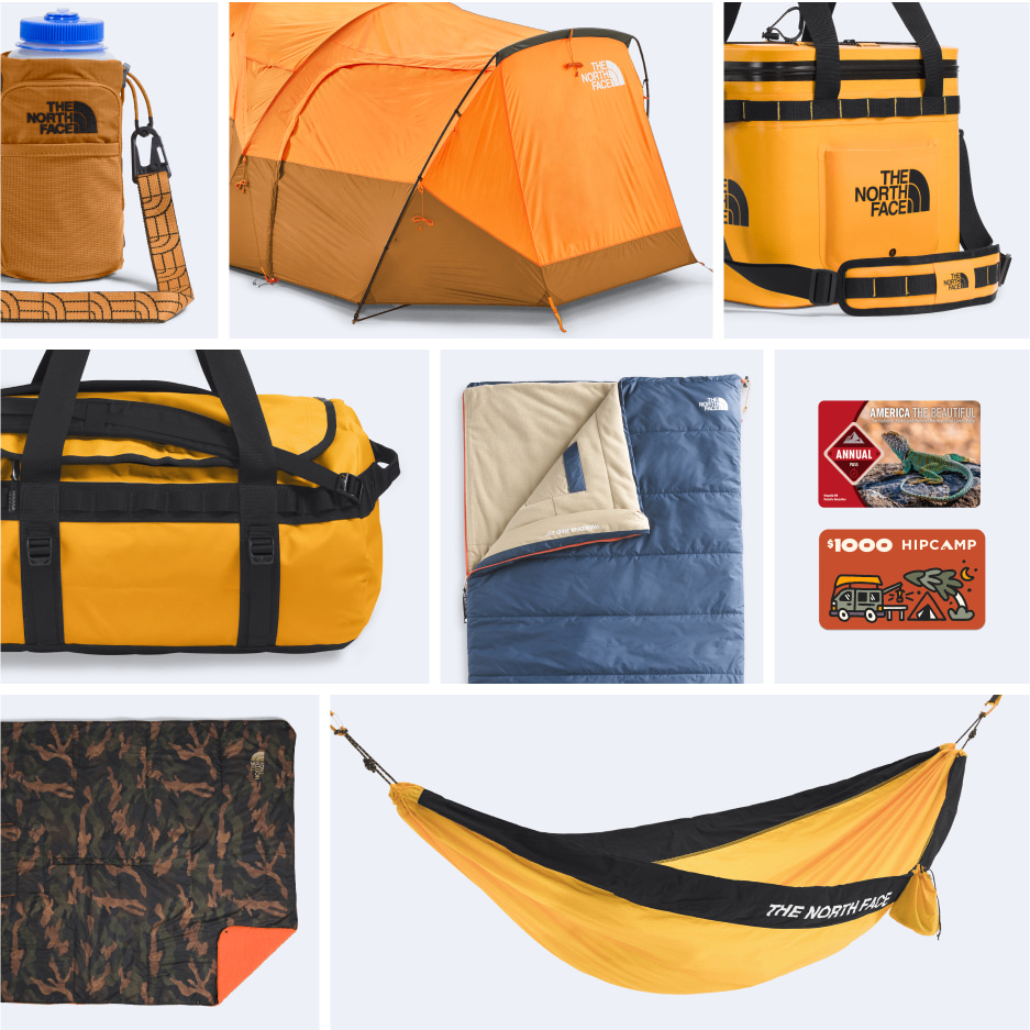 Image collage of camping gear by The North Face.