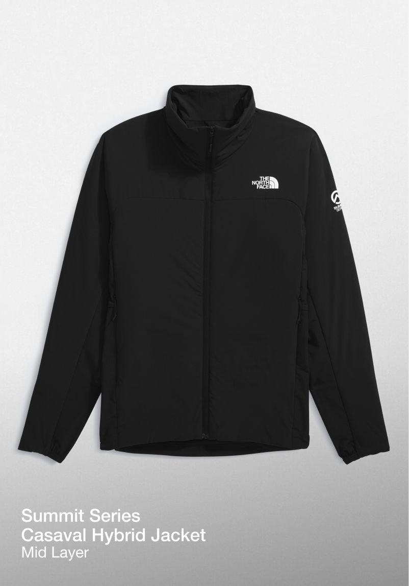 Studio shot of a black Casaval jacket. 