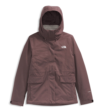 Purple, hooded insulated parka.