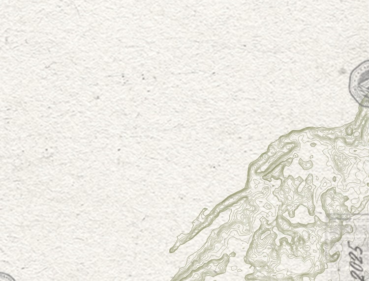 Collage with a gray topo map to the left 