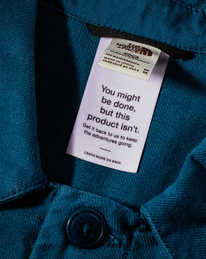 A tag noting Circularity benefits of a product from The North Face