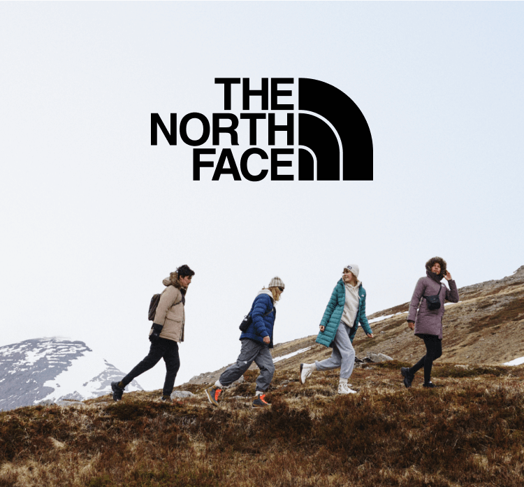 Four hikers walking across a tundra.