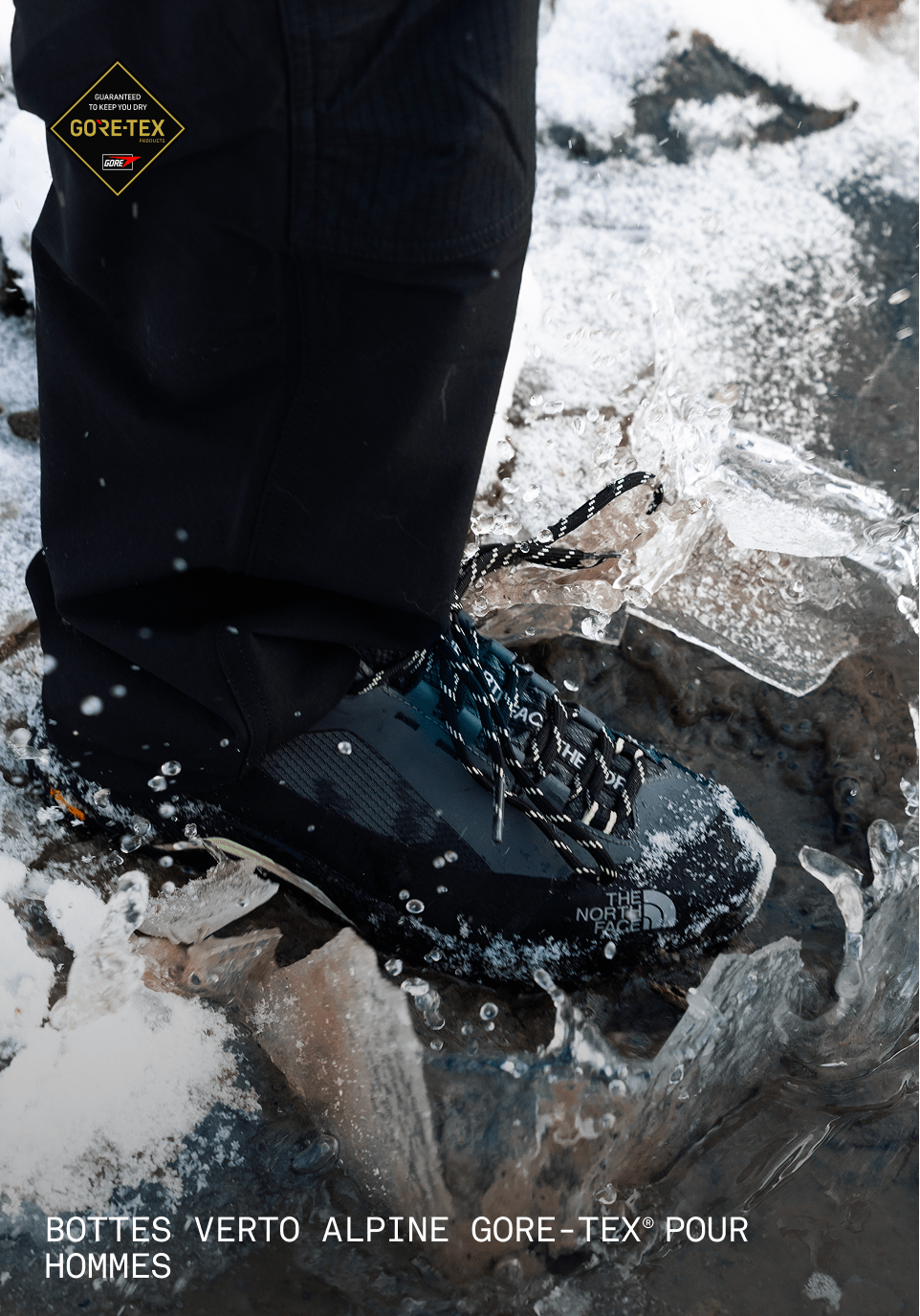 Pied chaussé sur un rocher.