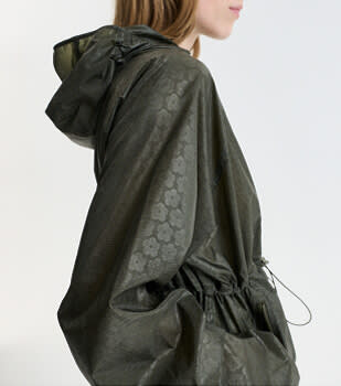 Model wearing the Marlowe Pullover Wind Jacket featured in The North Face x Cecilie Bahnsen collection.