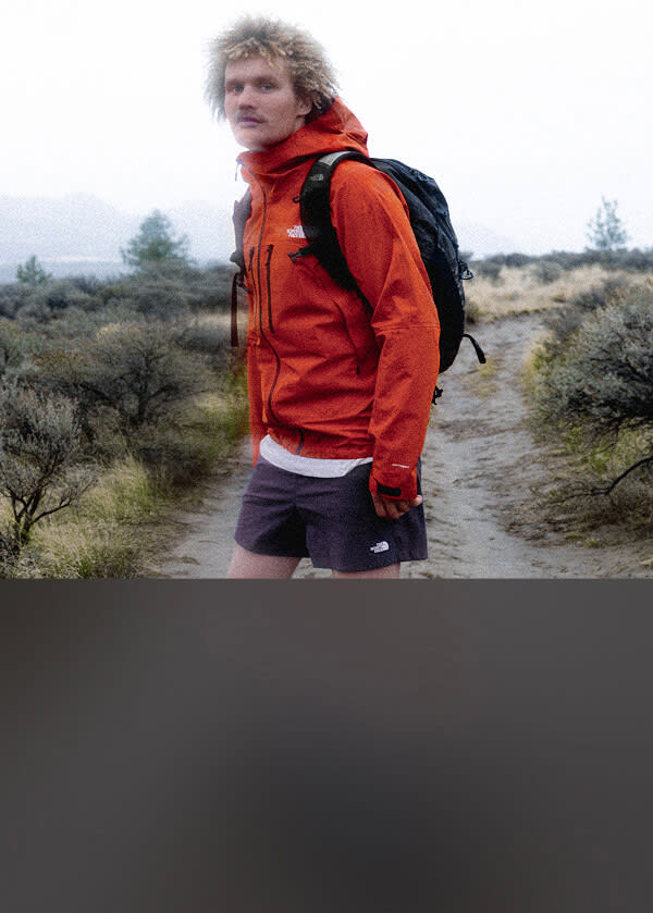 Video of person wearing an Antora Rain jacket.