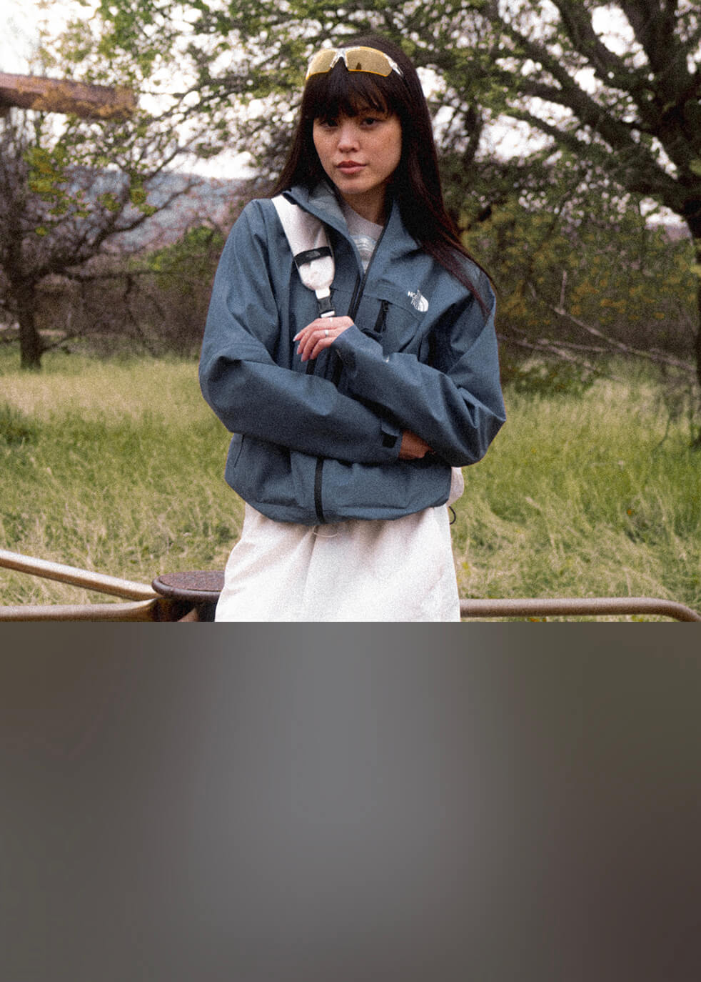 Image of person wearing an Antora Rain jacket.