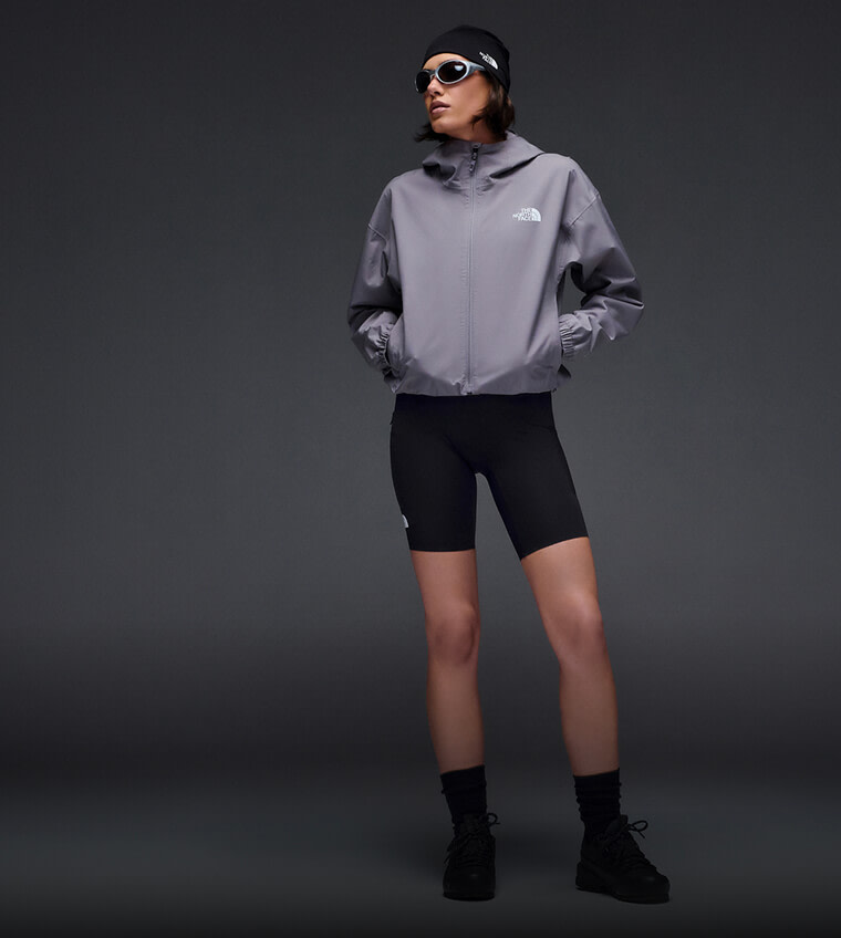 A person modeling the Quest Cropped Jacket