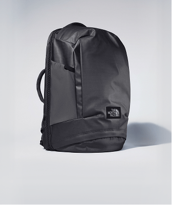Black Base Camp Voyager Pro Travel Pack backpack with structured design and multiple compartments. 