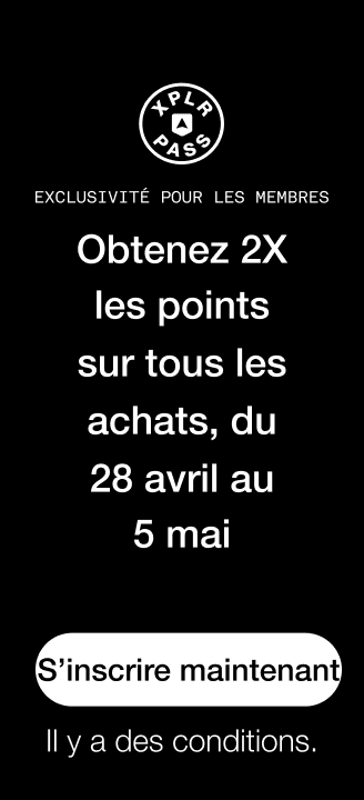 Écran noir avec le logo exclusif aux membres The North Face XPLR Pass.