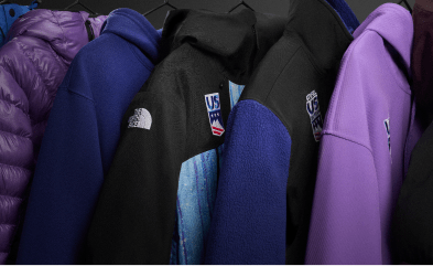 row of coats from The North Face x US Ski & Snowboard collection