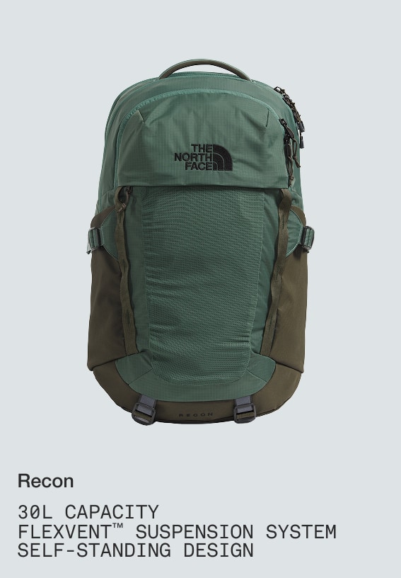 Product shot of a green Recon backpack.
