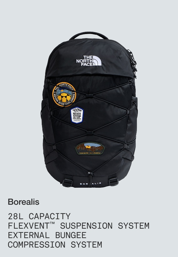 Product shot of a black Borealis backpack. 