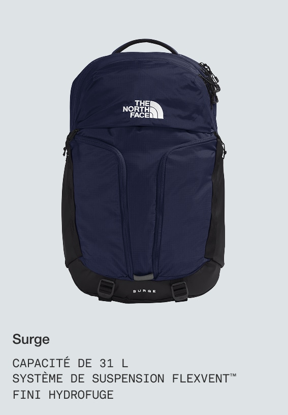 Photo du sac à dos Surge bleu marine et noir.