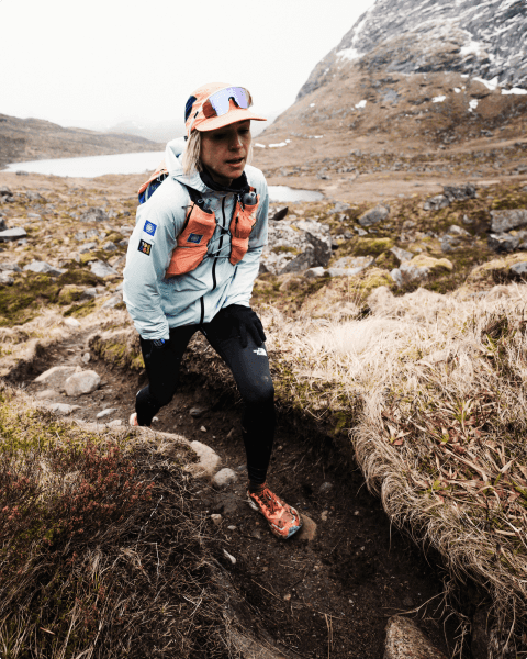 The North Face AthleteSteph Case hiking through a tundra