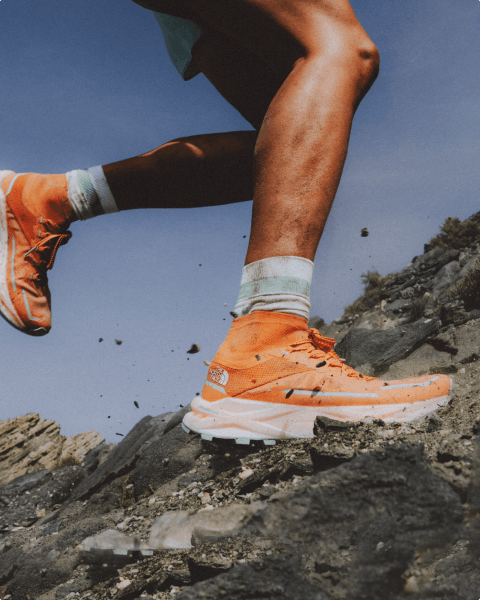 The North Face AthleteSteph Case hiking through a tundra