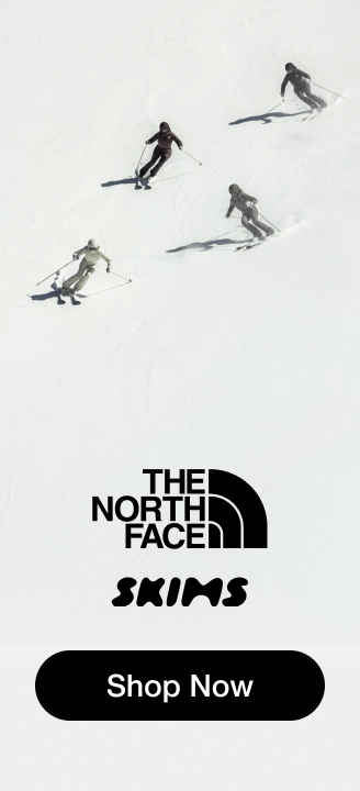 Text: "The North Face X SKIMS / Shop Now"
