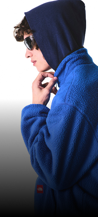 A guy in blue jacket.