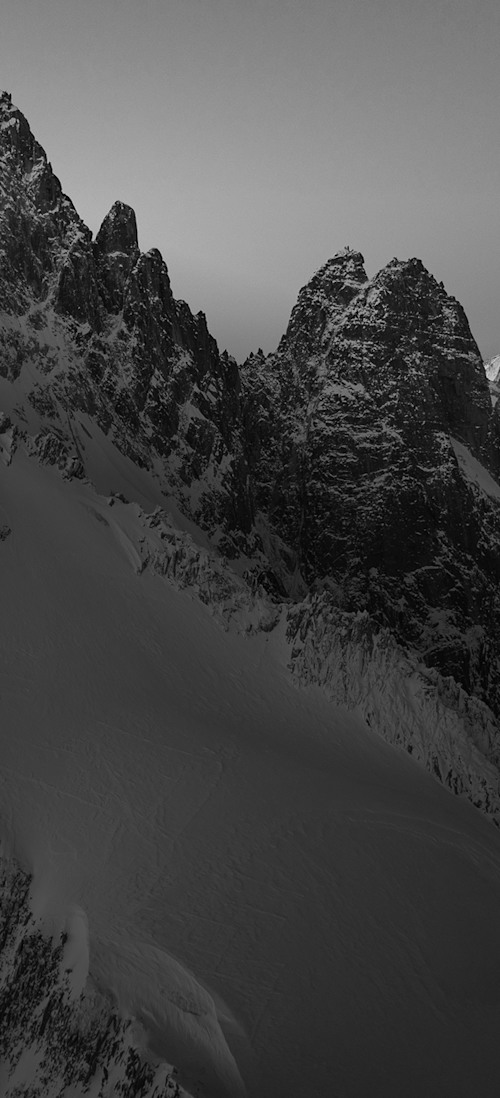 Black and white mountains.