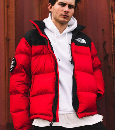 North face red padded jacket online