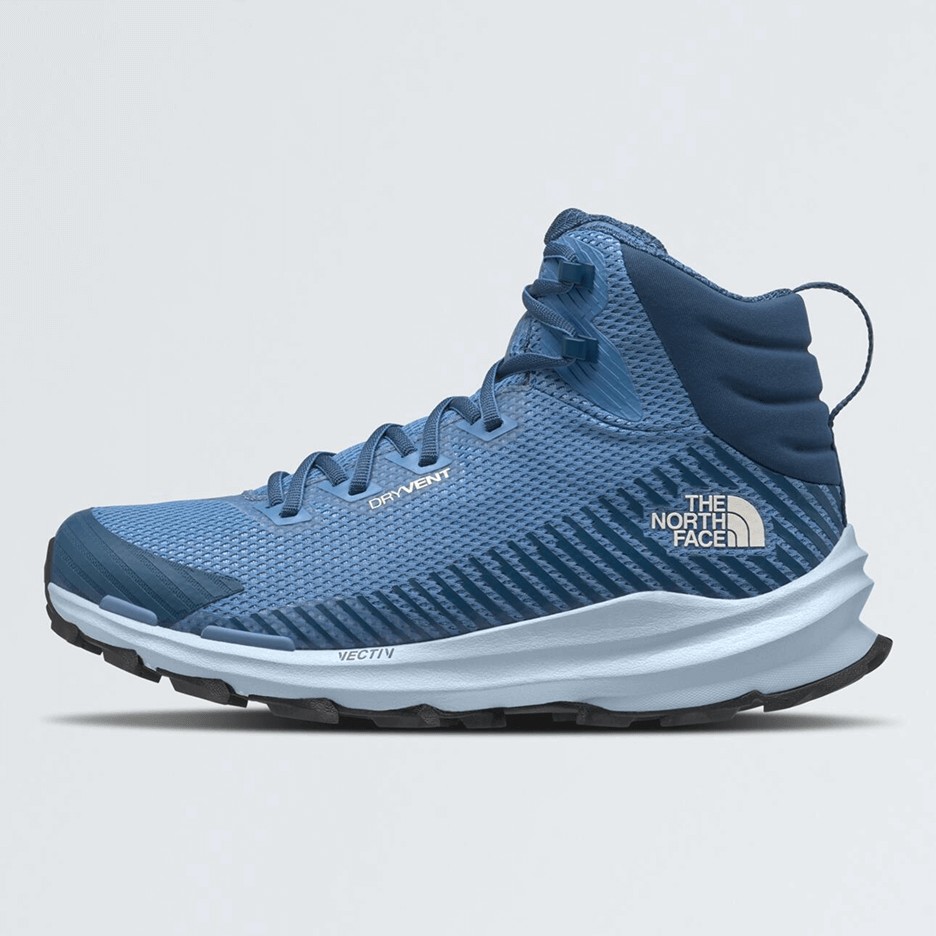 A white trail running shoe by The North Face.