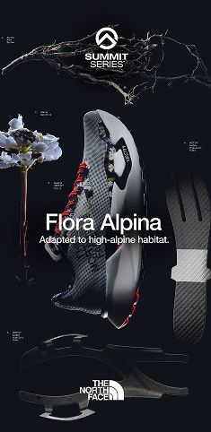 A close up on The North Face shoe with Flora Alpina.