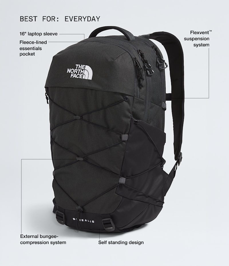 Рюкзак The North Face Borealis - 28L, цвет: Асфальтовый серый меланжевый / Чёрный — фото 2