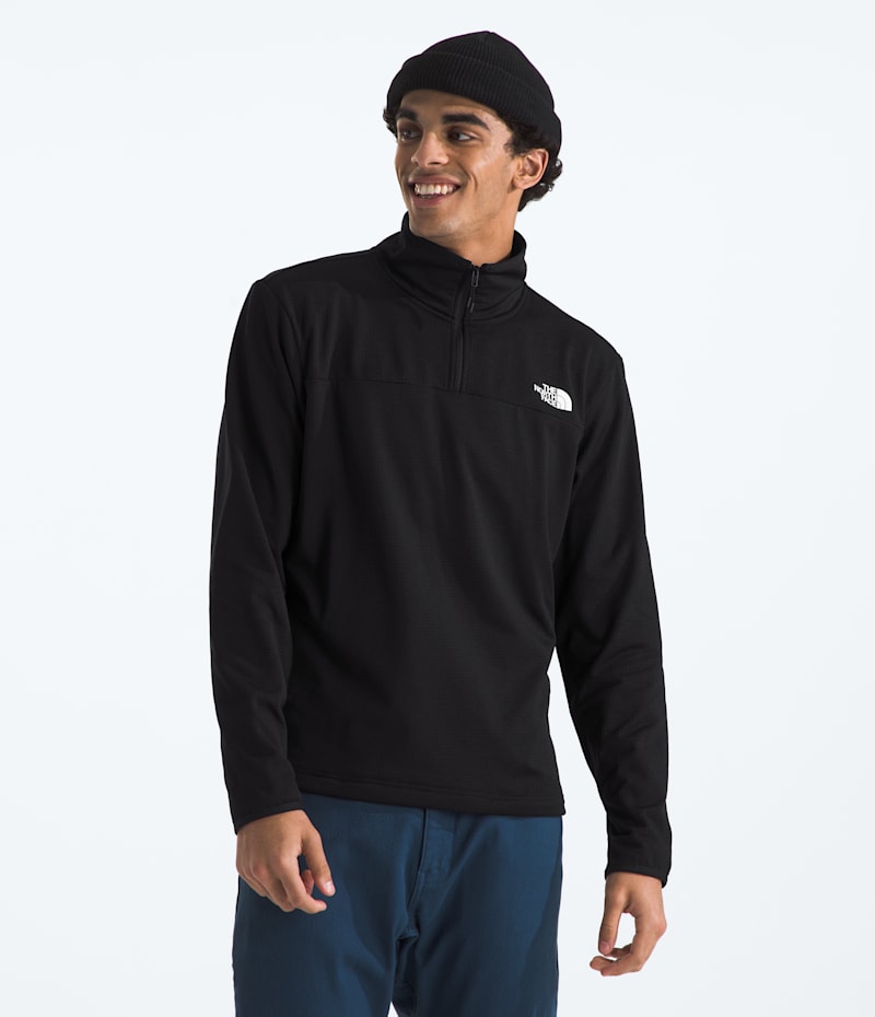 Мужская флисовая кофта на молнии ¼ The North Face Cedar Trail Grid, цвет: Чёрный