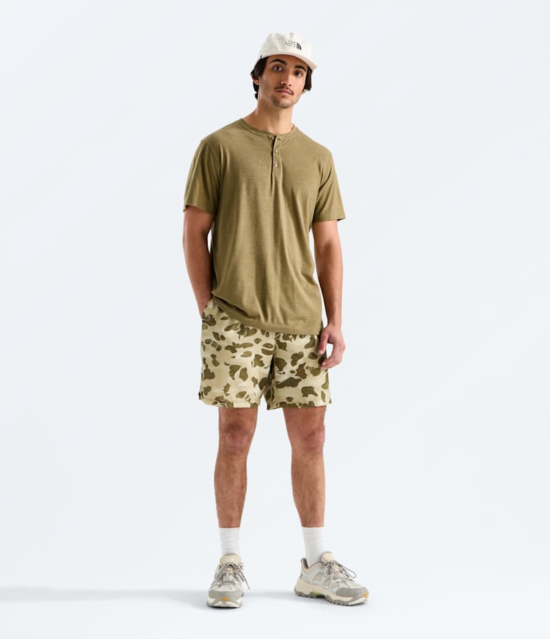 Мужская футболка-хенли с коротким рукавом The North Face Tri-Blend, цвет: Кедровый белый меланжевый — фото 2