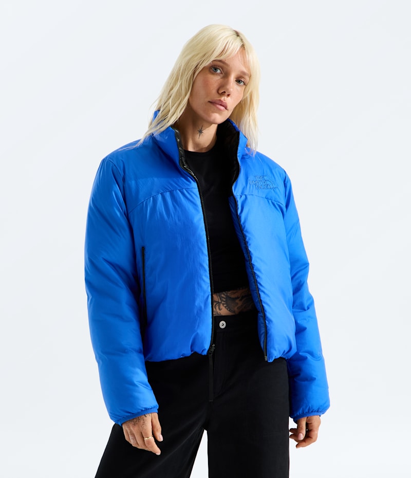 Женская куртка The North Face Pertex Nuptse Reversible, цвет: Синий / Чёрный