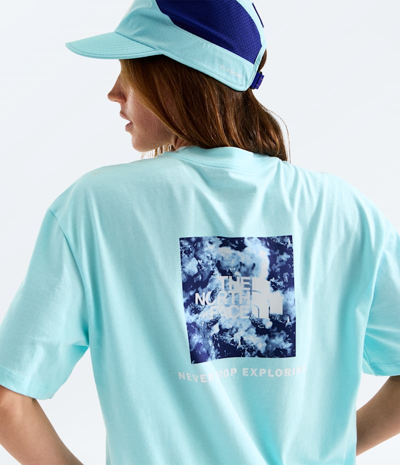 Женская футболка The North Face Evolution Granitic Rock Print Box NSE Oversize Short-Sleeve, цвет: Glacier — фото 2