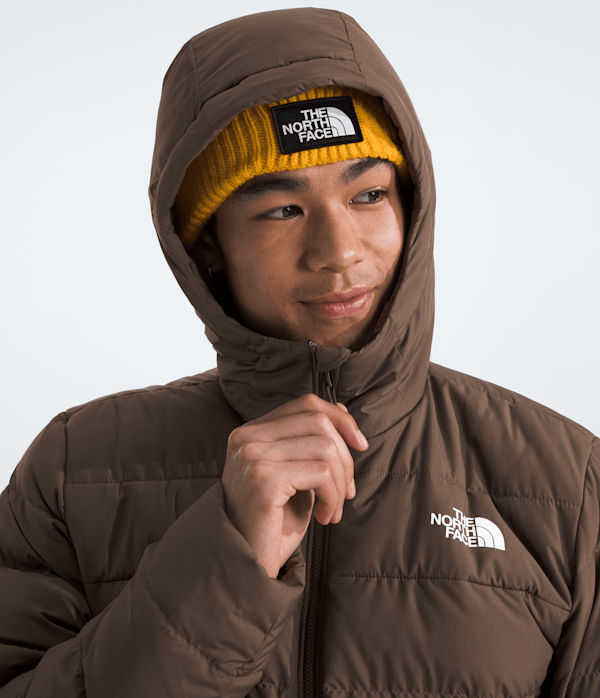 Men Brown Puffer North Face Men's Aconcagua Hoodie The North Face