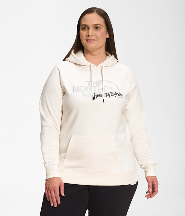 The North Face Women’s Plus Graphic Injection Hoodie Sweatshirt (Size: 1X): Gardenia White/Metallic Silver