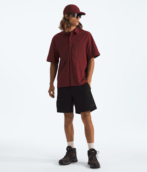 ■THE NORTH FACE■ Men's Hike and Camp Short Sleeve Round Te North Face shirt Men small Blue short sleeve Snap Front camp