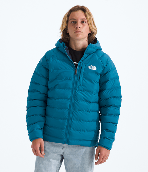 The North Face Boys’ Reversible Perrito Hooded Water-Repellent Jacket (Kids Size: L (12)): Dusk Blue