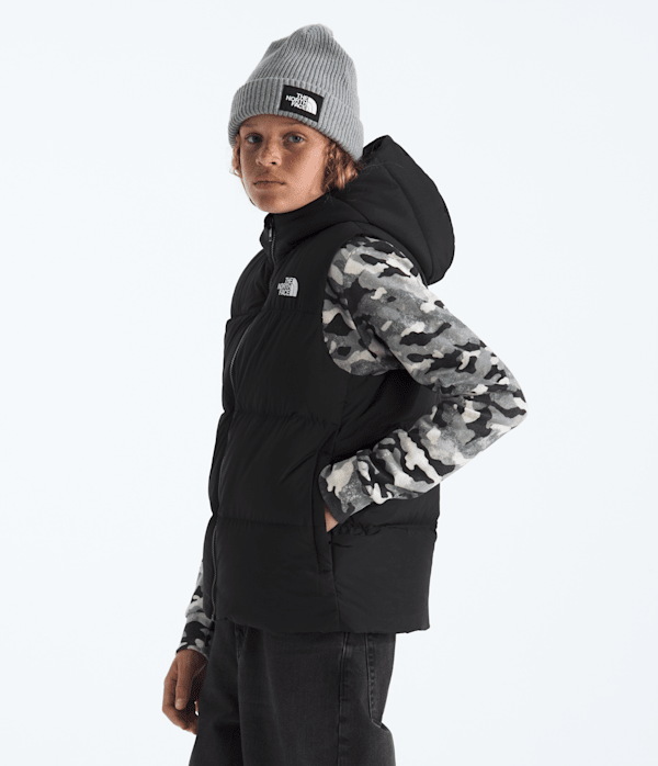 トップス The North Face Compact Hooded Vest L BK The North Face KID Hooded Vest | SportFits Shop