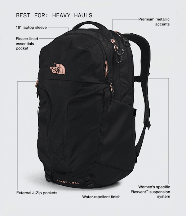 north face black heather burnt coral metallic backpack Women's Borealis in TNF & by The The North Face Borealis Backpack also features a stowable hipbelt and sternum strap for extra stability and comfort Luxe Backpacks Collection | The