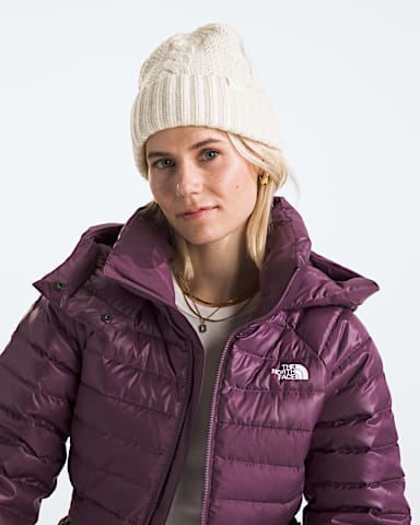 Bonnet pompon Oh Mega pour femmes TNF Dune Blanche MODELBACK