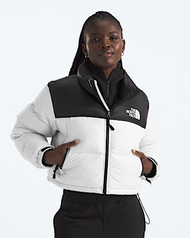 Womens Nuptse Short Jacket TNF White DuneTNF Black Main