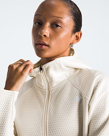 Womens DOTKNIT Thermal FullZip Hoodie TNF White Dune HERO3