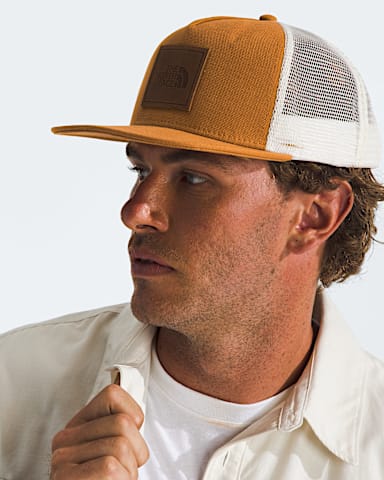 Half Dome Trucker TNF Timber TanLeather Patch MODELBACK