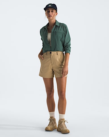 Womens Basin 5 Shorts TNF Khaki Stone HERO2