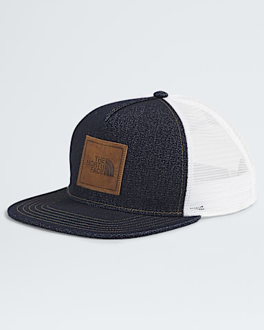 Half Dome Trucker TNF DenimLeather Patch HERO
