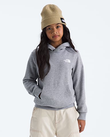 Boys Girls Evolution Print Box NSE Pullover Hoodie TNF TNF Pale Grey HeatherSummit Gold Regenerative Ink Print HERO3