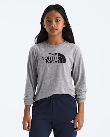 Boys Girls Evolution Half Dome LongSleeve Tee TNF TNF Pale Grey Heather HERO3