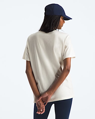Womens Evolution Simple Dome Relaxed ShortSleeve Tee TNF White Dune BACK